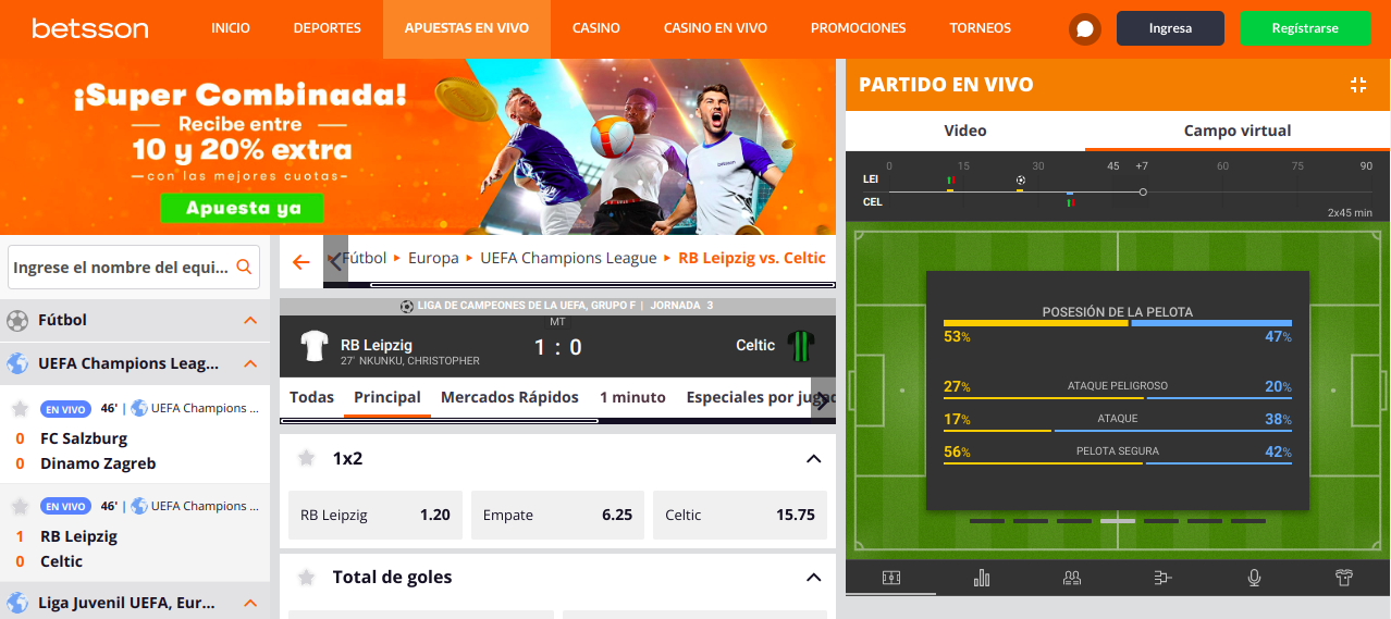 Betsson Apuestas en vivo