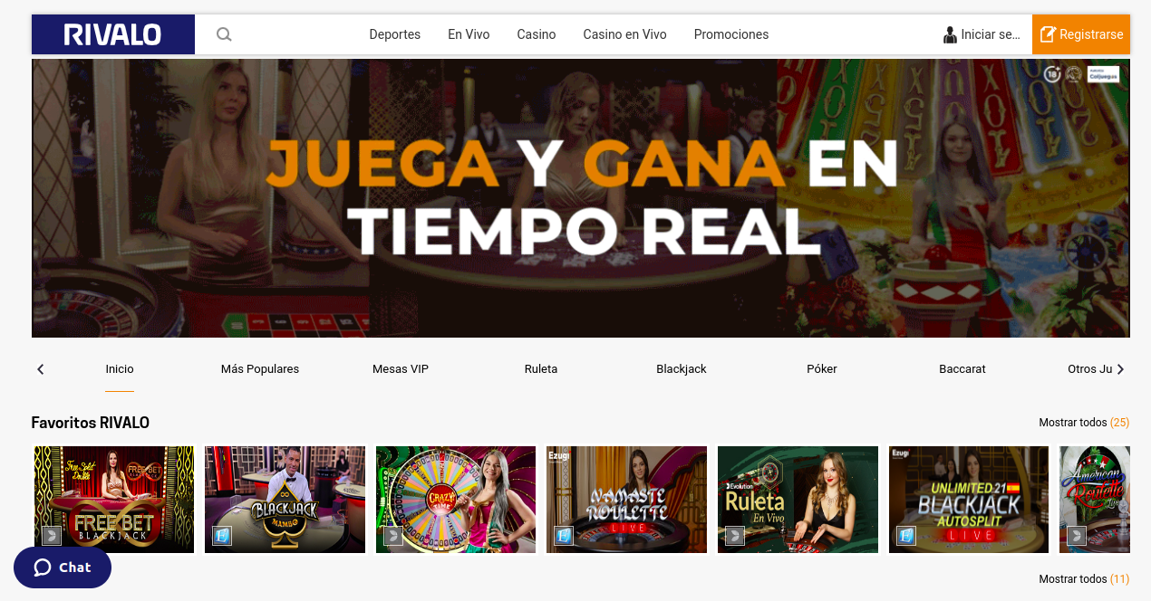 Rivalo casino en vivo